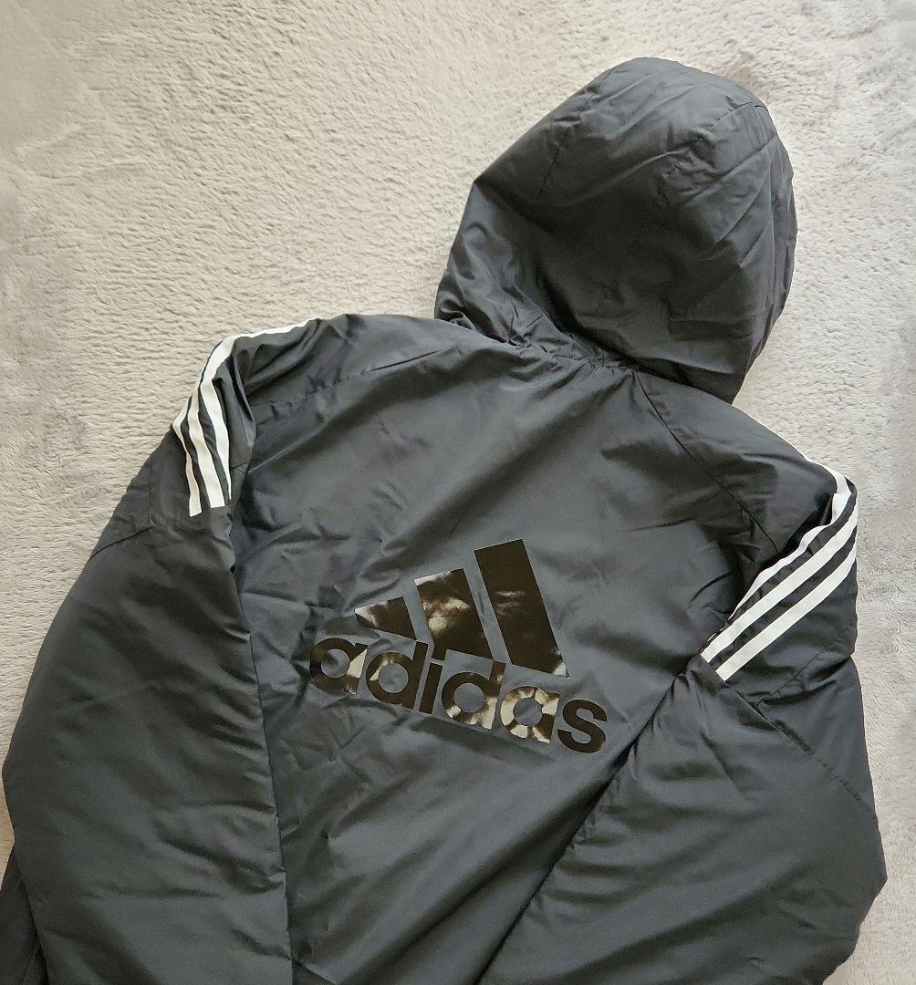 新品★adidas アディダス　黒　ベンチコート　ロング　 LLLブラック　防寒