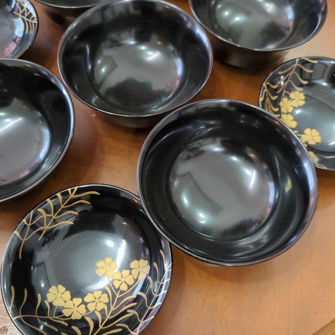 骨董　お椀　蒔絵　蓋付き　煮物　吸物　木製　漆器　木箱入　5つ
