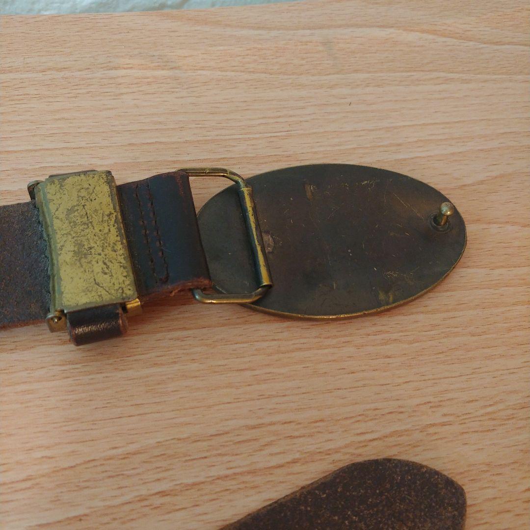 希少⭐がまかつベルト　バックル　革ベルト104,5㎝　レトロ