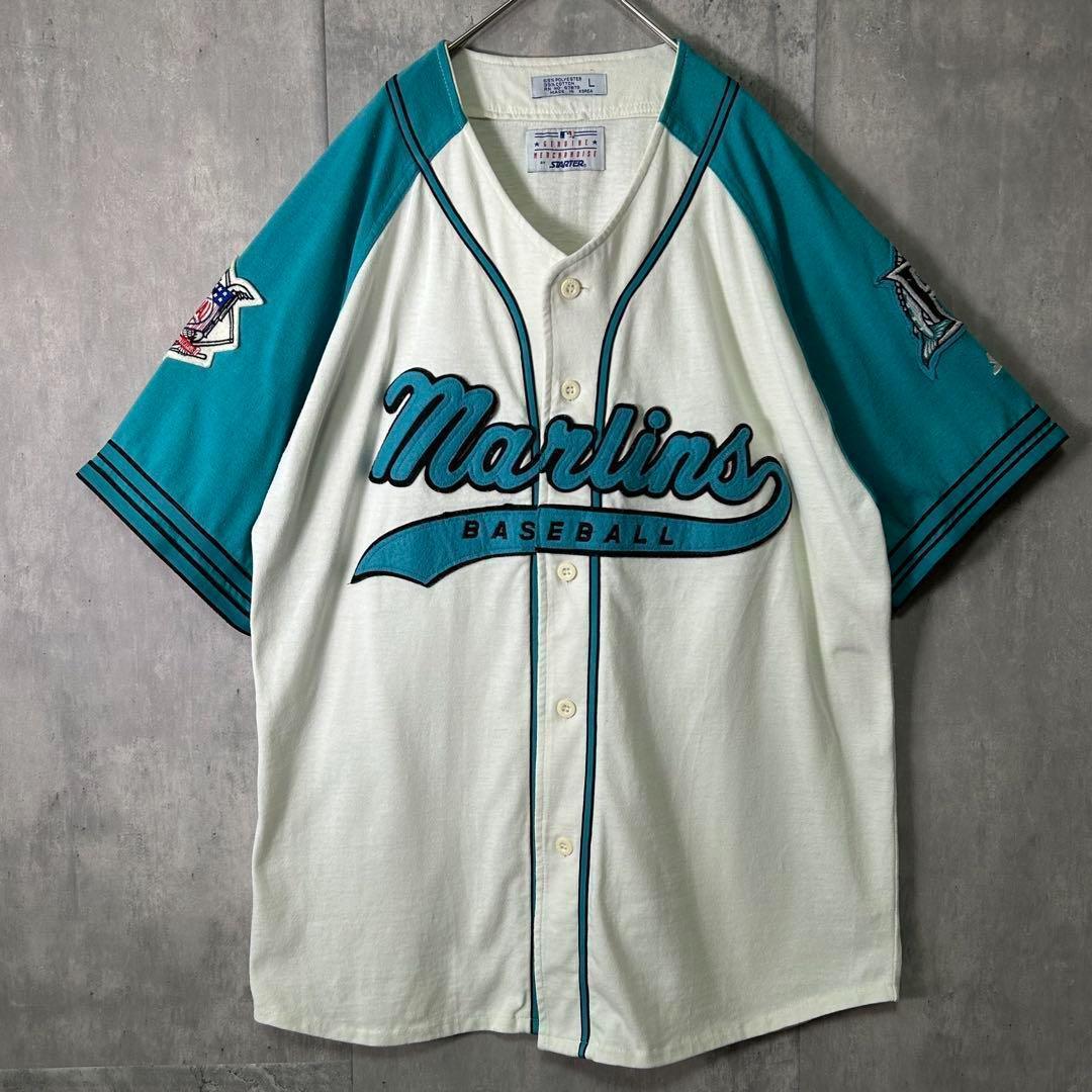 希少 MLB Starter マーリンズ 肉厚 ベースボールシャツ ユニフォーム