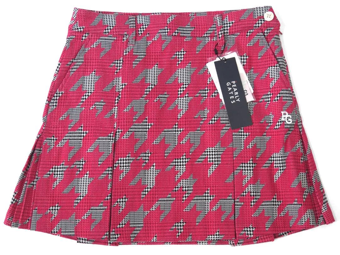 新品●パーリーゲイツ●グレンチェック千鳥ジャガード 起毛　ストレッチスカート　S