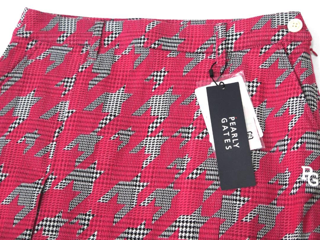 新品●パーリーゲイツ●グレンチェック千鳥ジャガード 起毛　ストレッチスカート　S