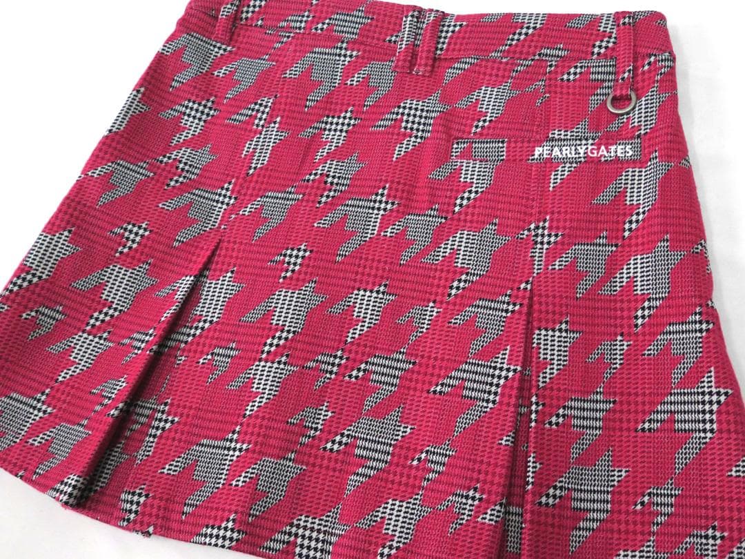 新品●パーリーゲイツ●グレンチェック千鳥ジャガード 起毛　ストレッチスカート　S