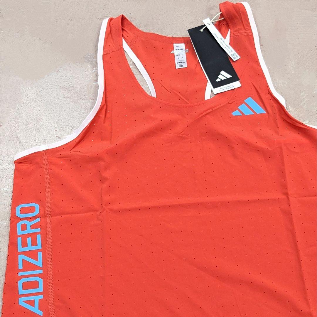 ■adidas ADIZERO シングレット 赤L ランニング タンクトップ■