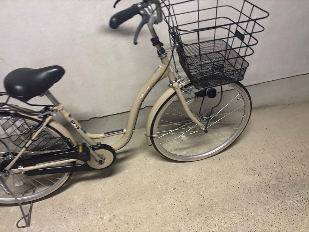 ベージュ シティサイクル クッションサドル付き