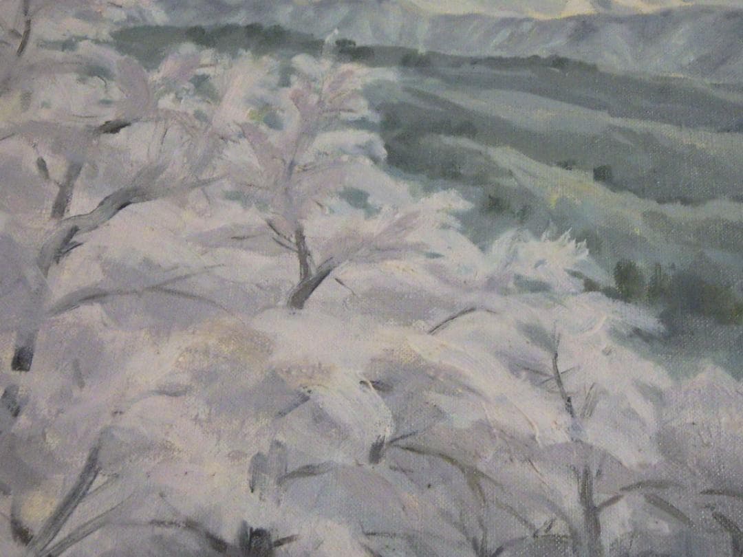 真作 室星董道 油彩 春 鯨波高台より 1963年 個展 NHK 額装 F10