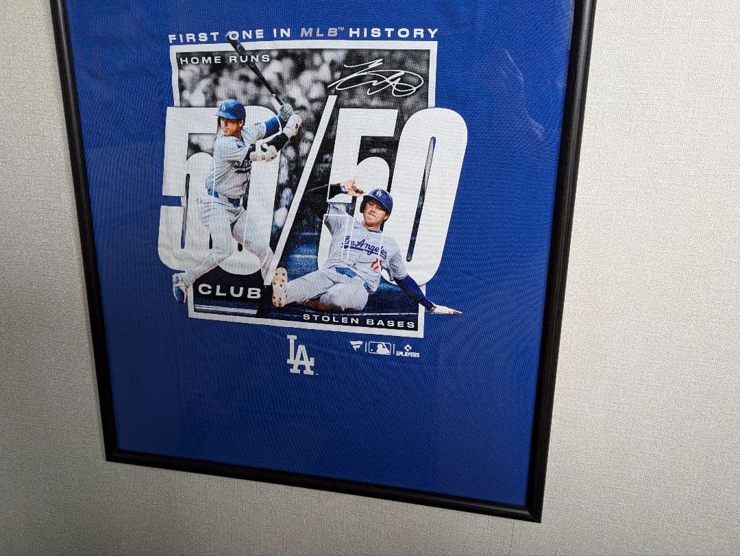 大谷翔平選手、50/50、Tシャツ、XLサイズ、Fanatics、額付