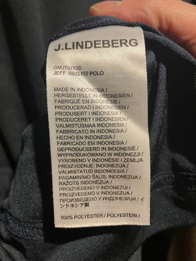 J.LINDEBERG ポロシャツ Lサイズ ネイビー/水色