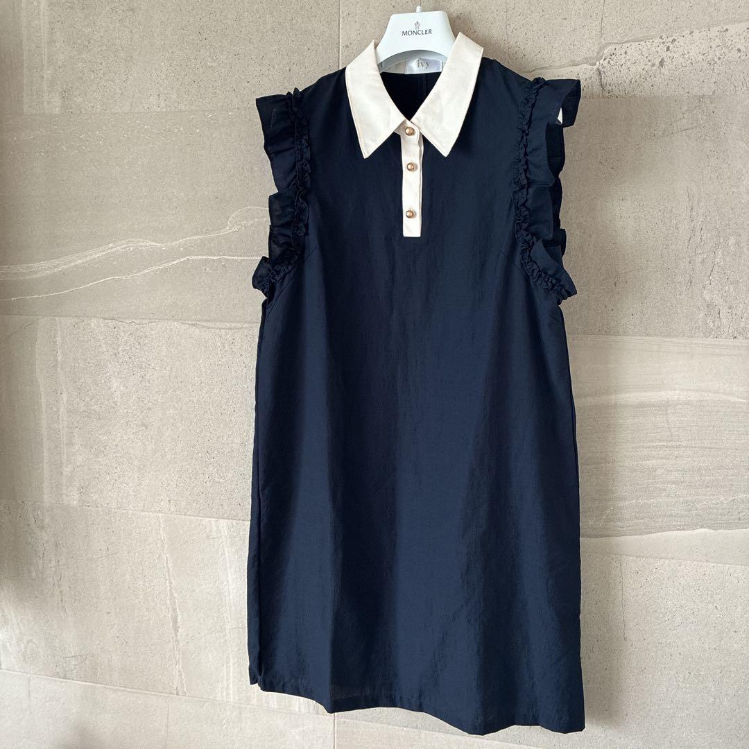 【極美品】 ivygolf バイカラーフレアワンピース ネイビー S ゴルフ