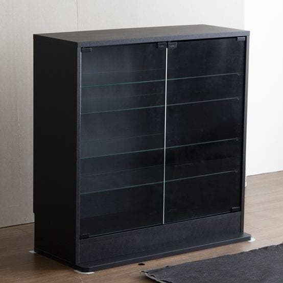 ☆【幅80cm×奥行28cm】 コレクションケース　ブラック　棚　黒