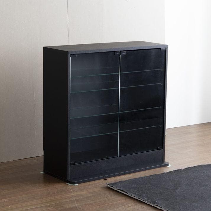 ☆【幅80cm×奥行28cm】 コレクションケース　ブラック　棚　黒