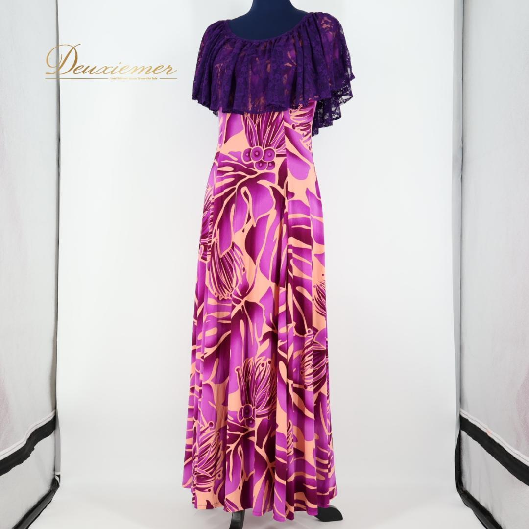 【美品 ハワイ製 フラダンス衣装】パープル CC Fashions ワンピース