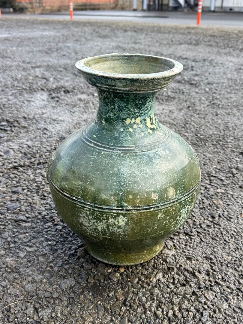 ‼️早速値下‼️リサイクルFORT‼️本日買取①‼️中国製で漢時代の緑釉‼️双獅子耳付き‼️