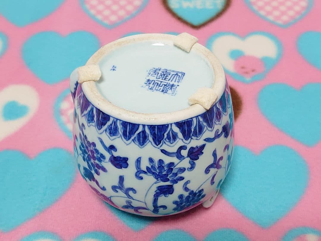 清時代 染付花文 急須 大清雍正年製 在銘 中国美術 古美術 壺