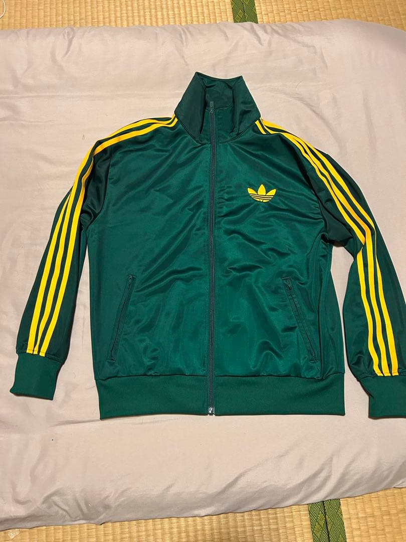 adidas 緑 ストライプ ジャージジャケット XL