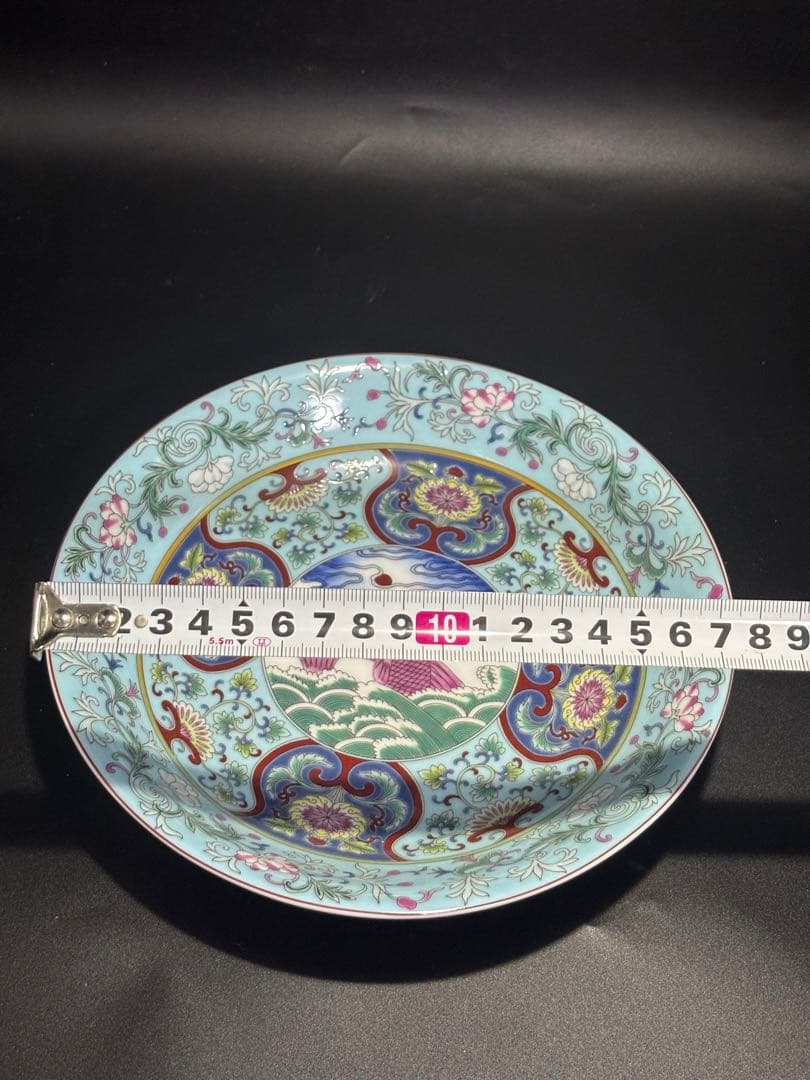 中国　清 手描き装飾の陶磁器皿