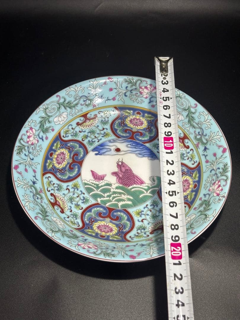 中国　清 手描き装飾の陶磁器皿