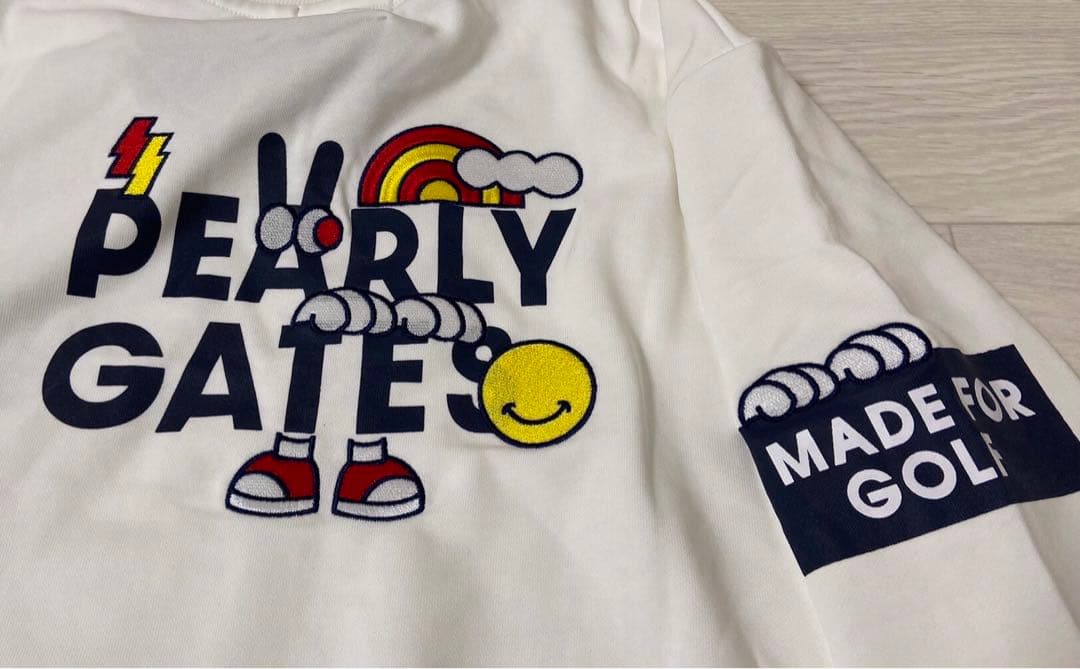 新品 正規品 パーリーゲイツ どうしちゃったスウェット日本製 白 サイズ6 XL