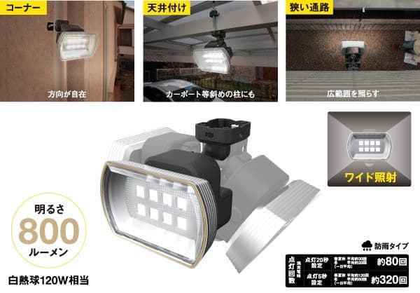 LED ソーラーセンサーライト(屋外用)
