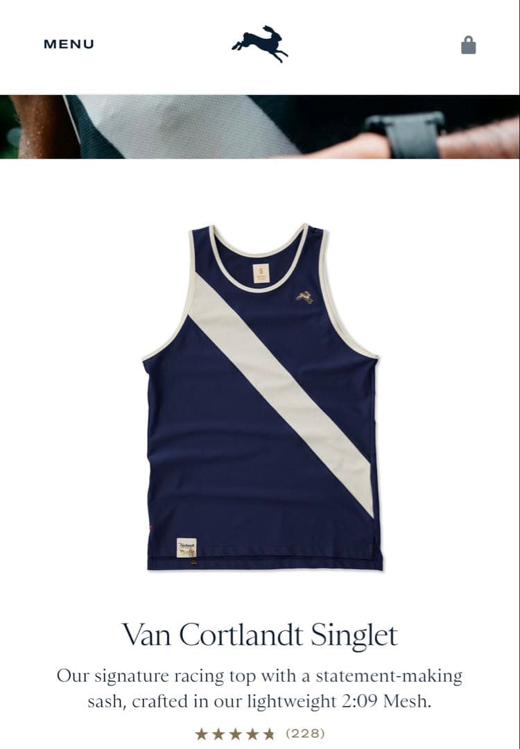 Tracksmith メッシュタンクトップ シングレット Sサイズ