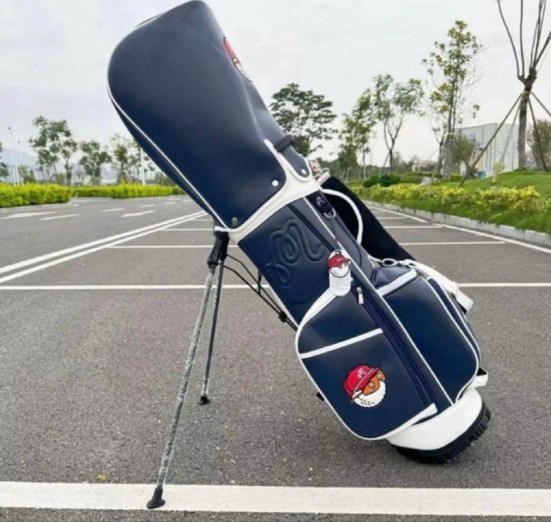 マルボンゴルフ malbon キャディバッグ ネイビー新品