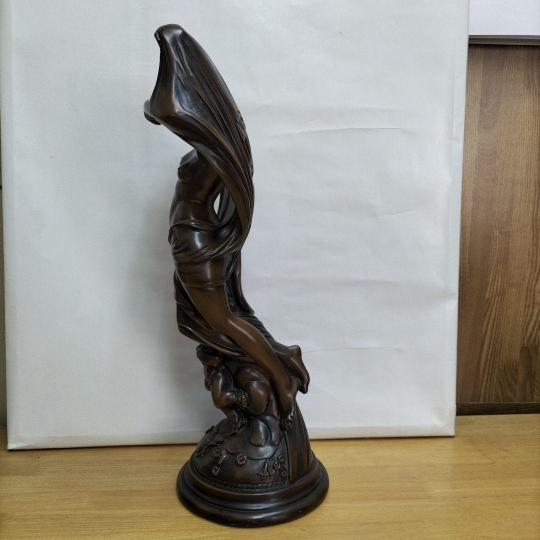 女性と子供のブロンズ風彫刻 約49cm