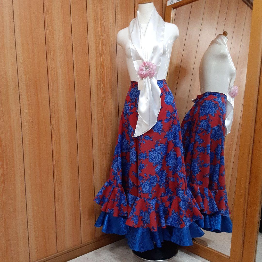 フラメンコ衣装　☆ファルダのみ　赤/青/白　軽くて華やかなファルダ