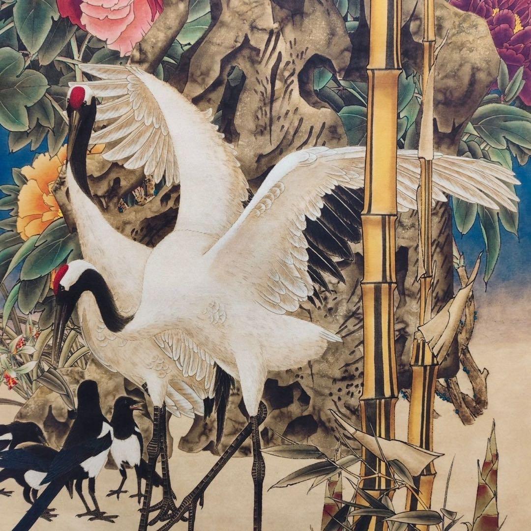 张大千 鹤 中国画 掛け軸 水墨画 和室 玄関 茶室 壁掛け 美術品