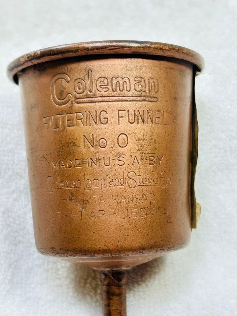 超希少　コールマンのフューエルファンネル、銅製 1940年代　ビンテージ品
