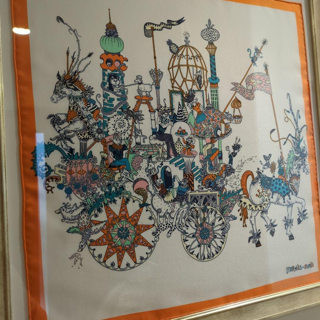 HERMÈS アートワーク フレーム付き　エルメススカーフ額入り