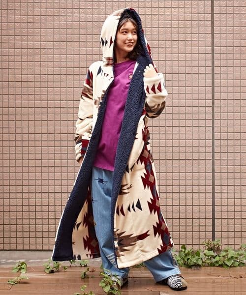 チャイハネ　NOMADY ノマディ着るブランケット ロングガウン　ベージュ