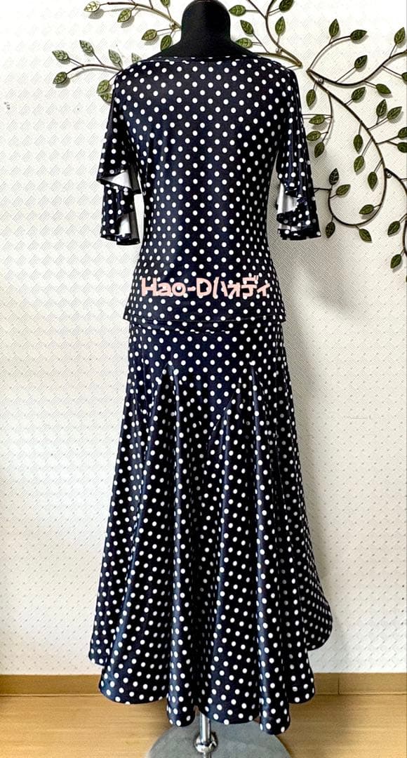 社交ダンス★新品★M★パーティー★レッスン★オリジナル★2点セット★水玉