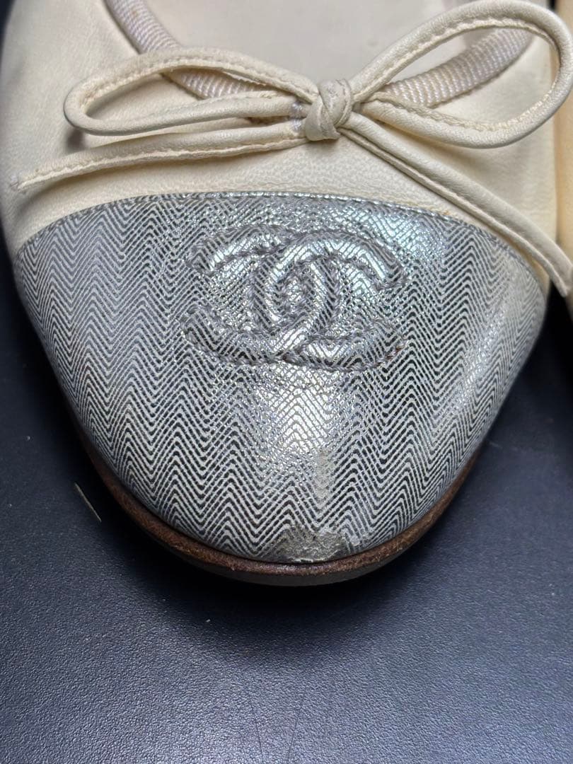 CHANEL バレエシューズ フラット シャネル バイカラー 36 1/2C