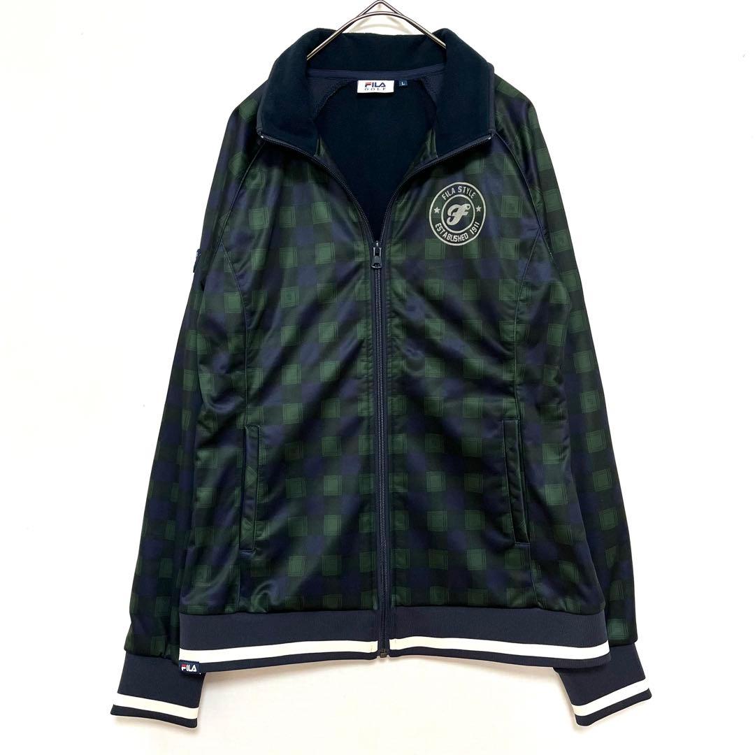 FILA GOLF フィラゴルフ ブルゾン ネイビー×グリーン 裏起毛 ウェア冬