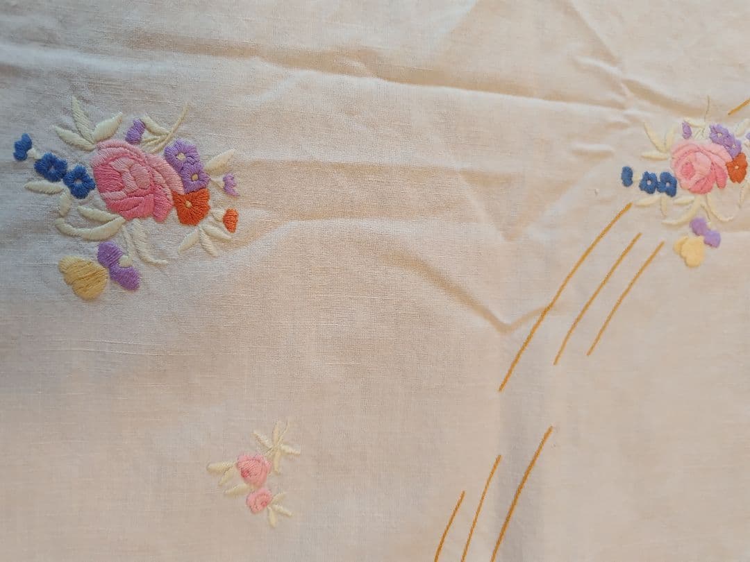 花柄刺繍 ホワイト テーブルクロス レース ビンテージ