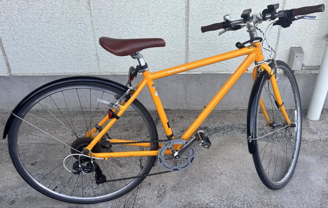やす　アサヒ クロスバイク WEEKEND BIKES イエロー 7段変速