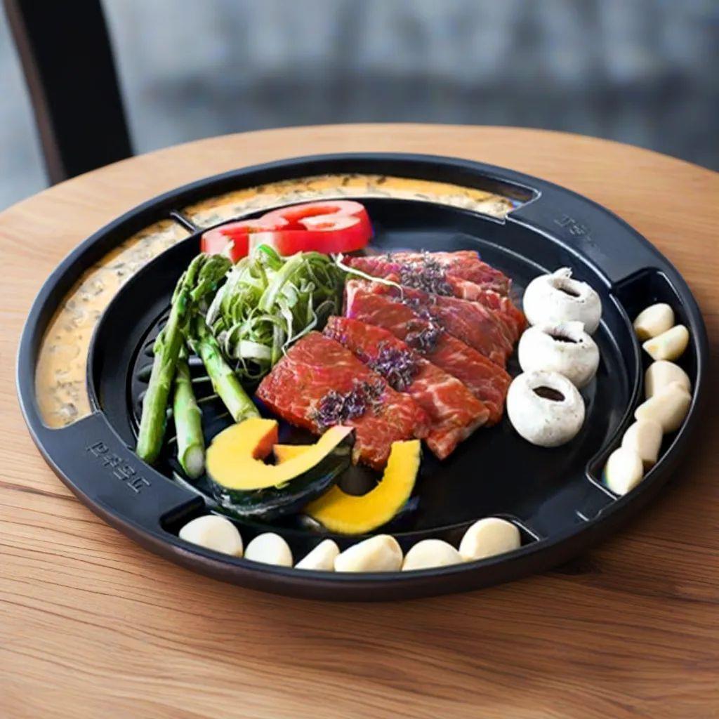 焼肉プレート 鉄板焼き 直火式 グリルパン 焦げ付き防止 コーティング 丸型