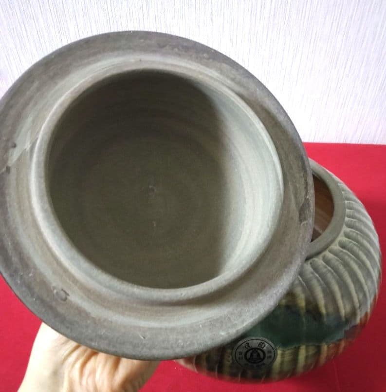 小石原焼 陶器 蓋付き壺 インテリア 壺 飛び鉋 刷毛目