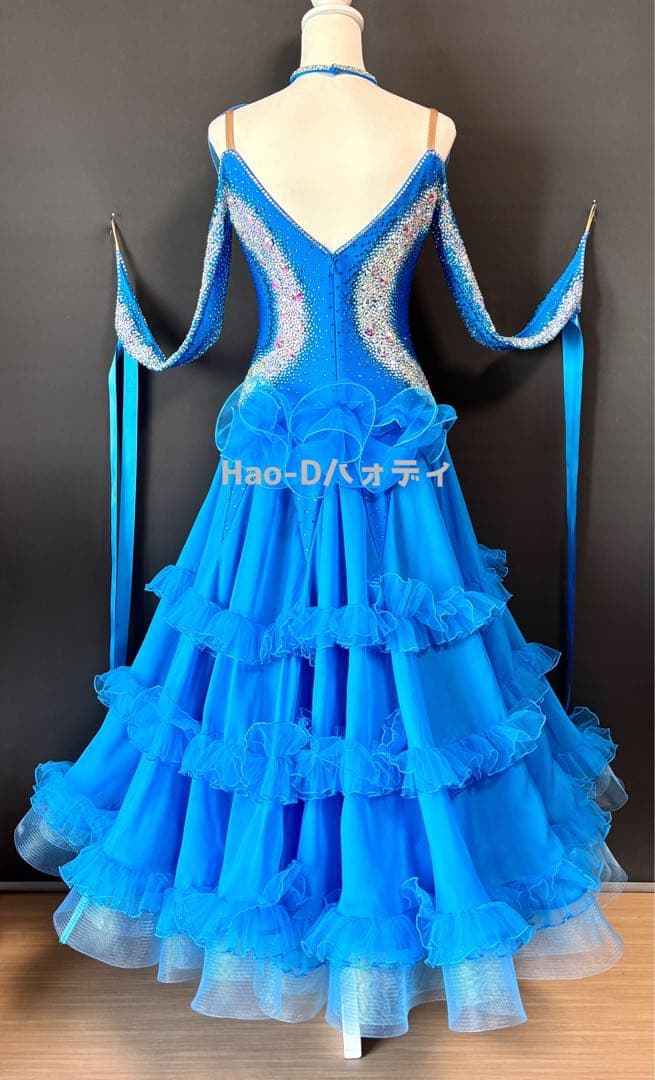 新品★ダンスドレス★スタンダード★社交ダンス★競技会★パーティー★コバルトブルー