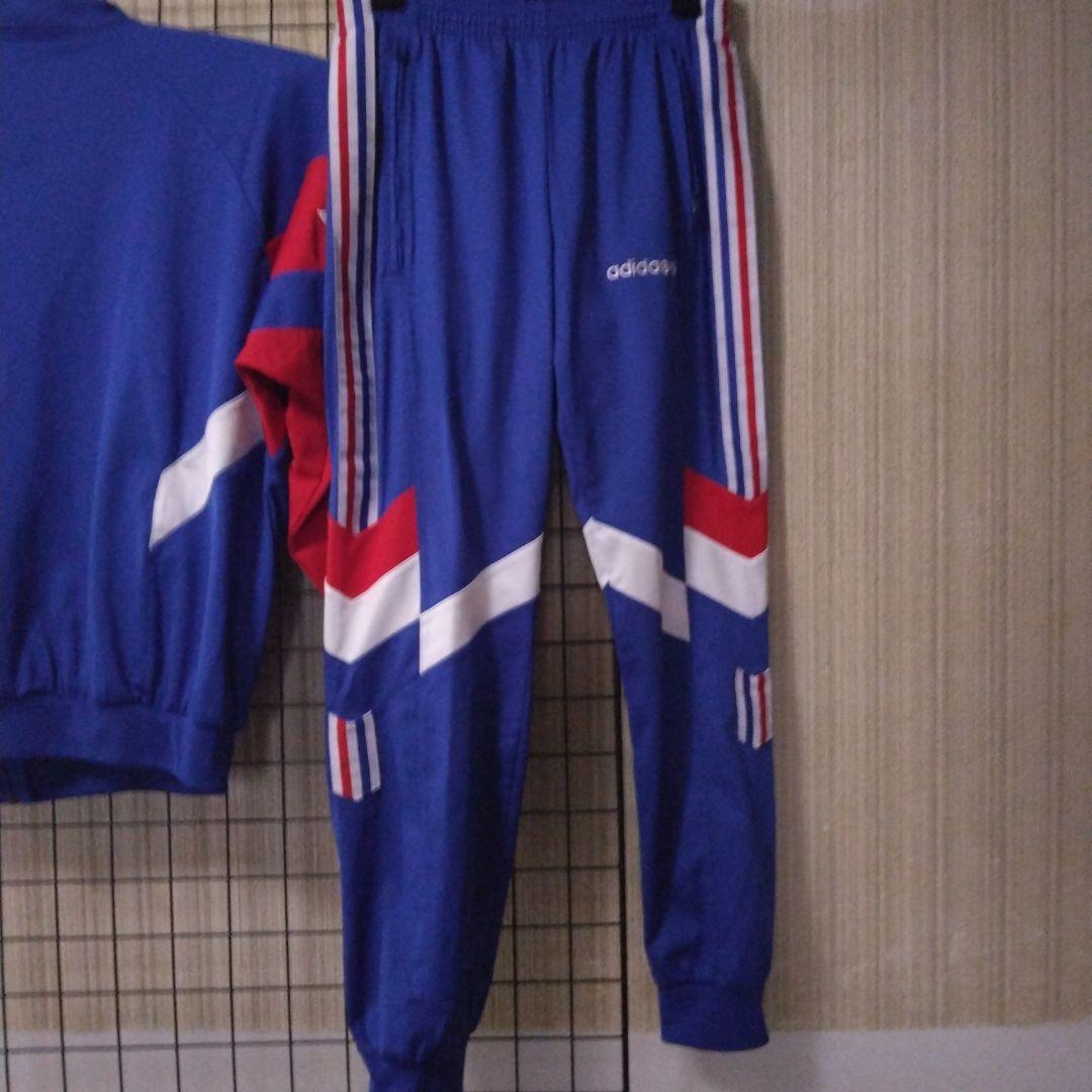adidas フランス代表型ジャージー上下セット 青/赤/白：生産国タイ