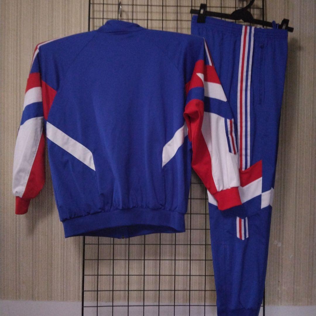 adidas フランス代表型ジャージー上下セット 青/赤/白：生産国タイ