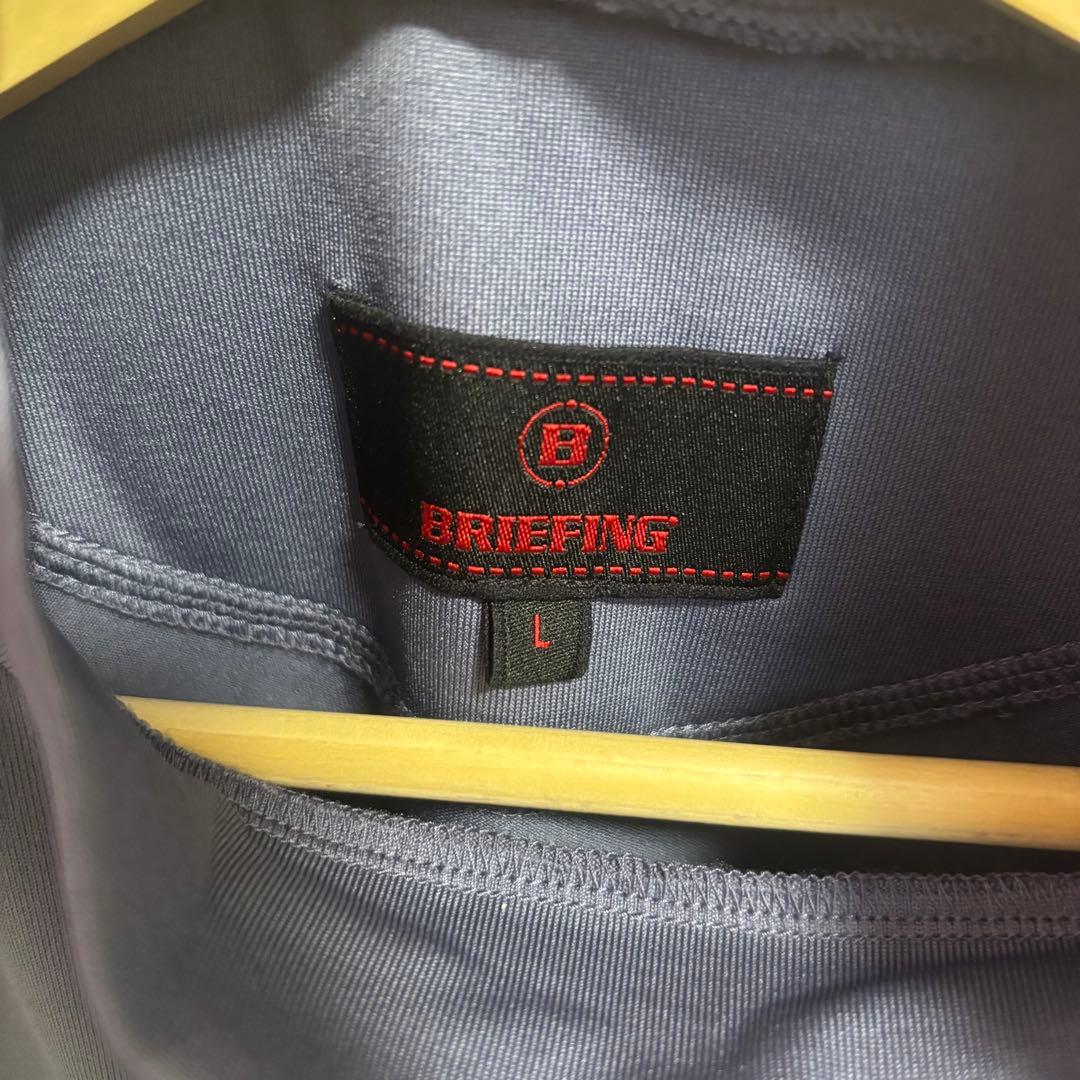 BRIEFING GOLF モックネックシャツ　メンズLグレーブルー