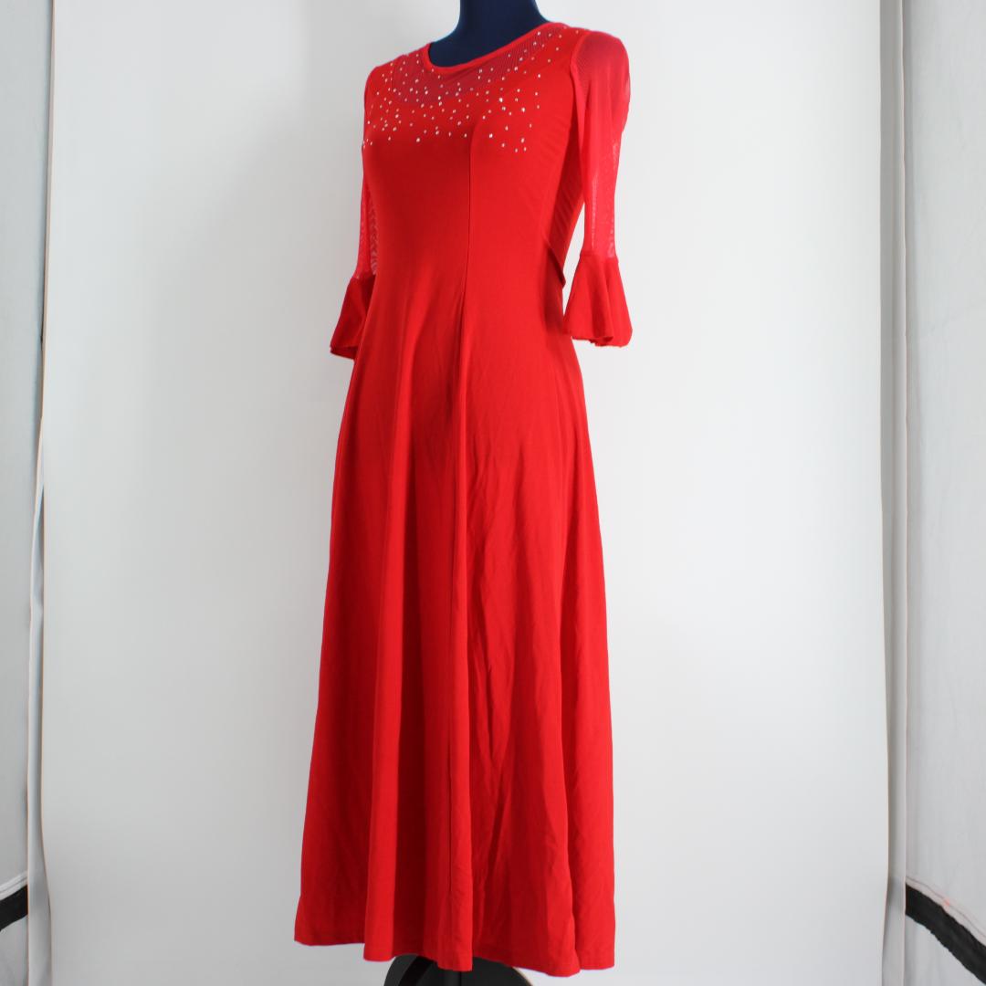 【美品 社交ダンス衣装】ワンピース ドレス 赤 primaboutique 派手