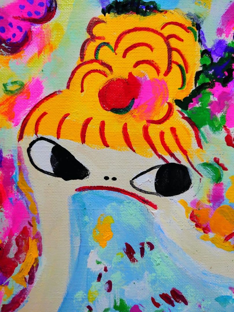 【F6号】ロッカクアヤコ　肉筆保証/表裏サイン・裏描き有り/油彩/アクリル/額縁