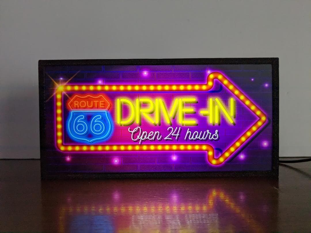 ルート66 ダイナー カフェ サイン 看板 置物 アメリカン雑貨ライトBOX