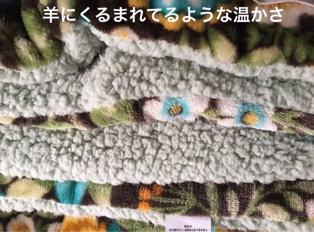 新品✨大津毛織s吸湿発熱ホットテックス緑 シープ調モコモコボリュームわた入り毛布