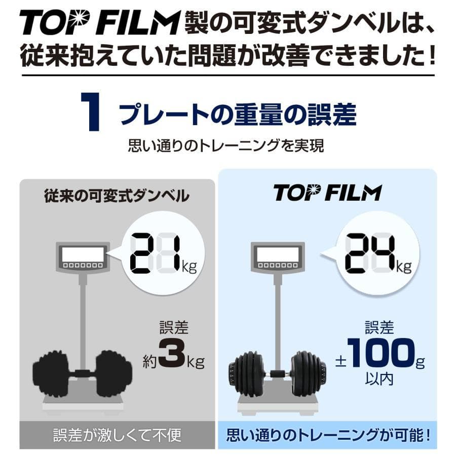 可変式ダンベル 40kg 単品 17段階調節 省スペース収納（ブラック）