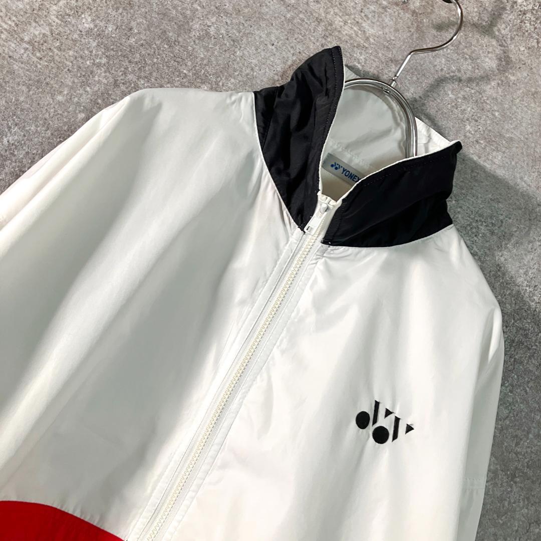 YONEX　ウィンドブレーカー　長袖　ホワイト　ジップアップ　ロゴ　ポリエステル