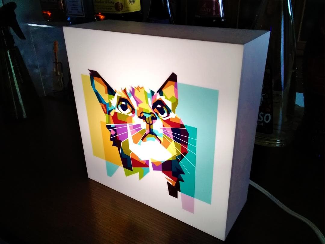 ネコ ねこ 猫 ペットショップ ライト 置物 LED2way電光看板