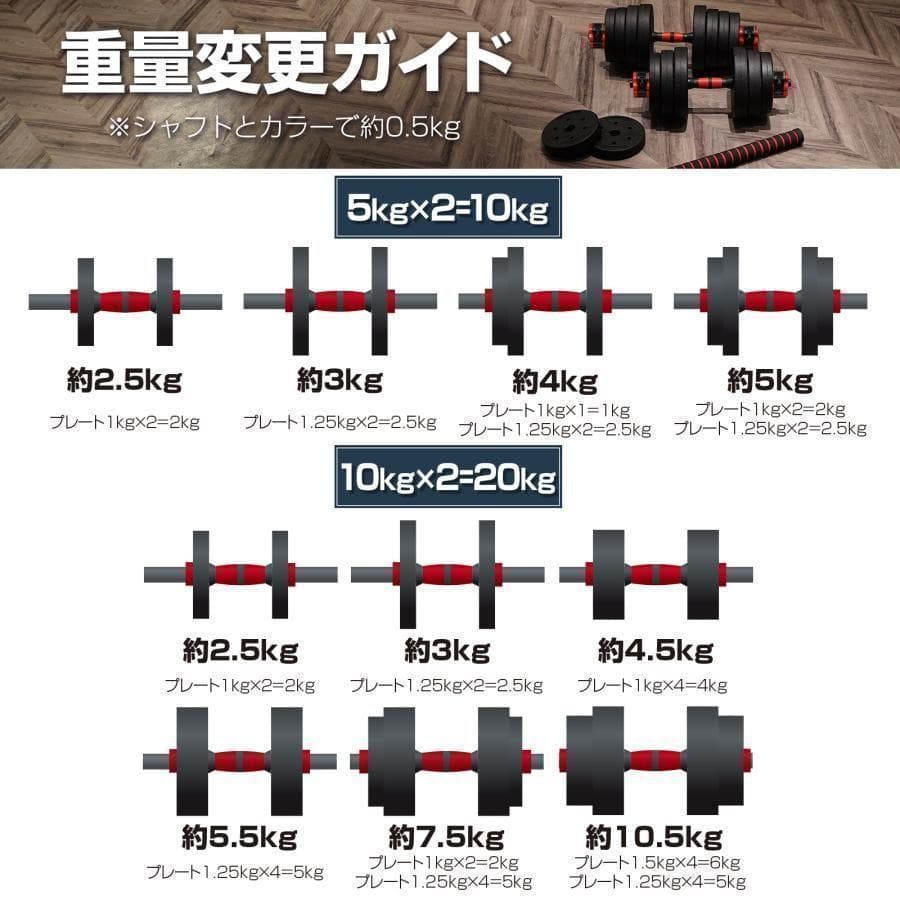 ダンベル 可変式 20kg可変式ダンベル 40kgx2512多機能 2個セット